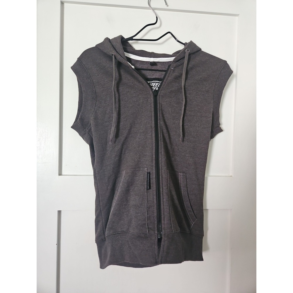 Speed & Strength Motorcycle Gear Womens Sm WSM Grey Sleeveless Hoodie Vest